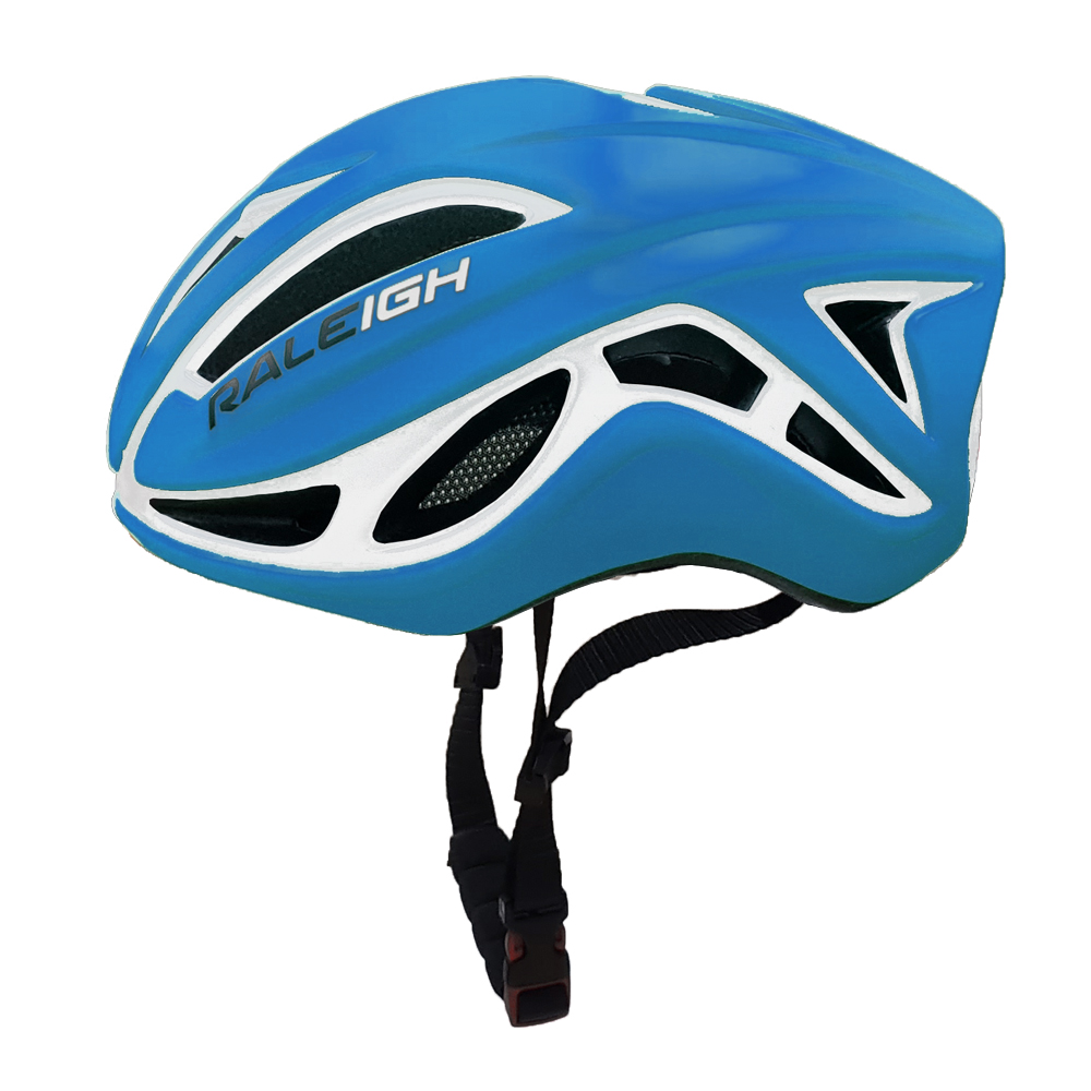 Casco In-Mould -245Gr -58/61 cm -14 Ventilaciones-Azul con Blanco Mate-Raleigh