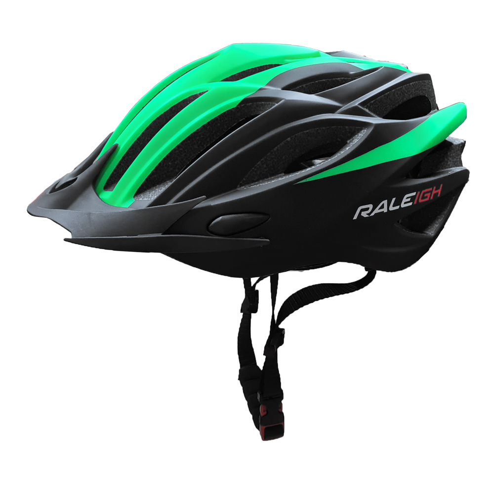 Casco In-Mould Hc-26 - 260Gr - 54/58 cm - 21 Ventil.Negro C/ Verde Mate Raleigh