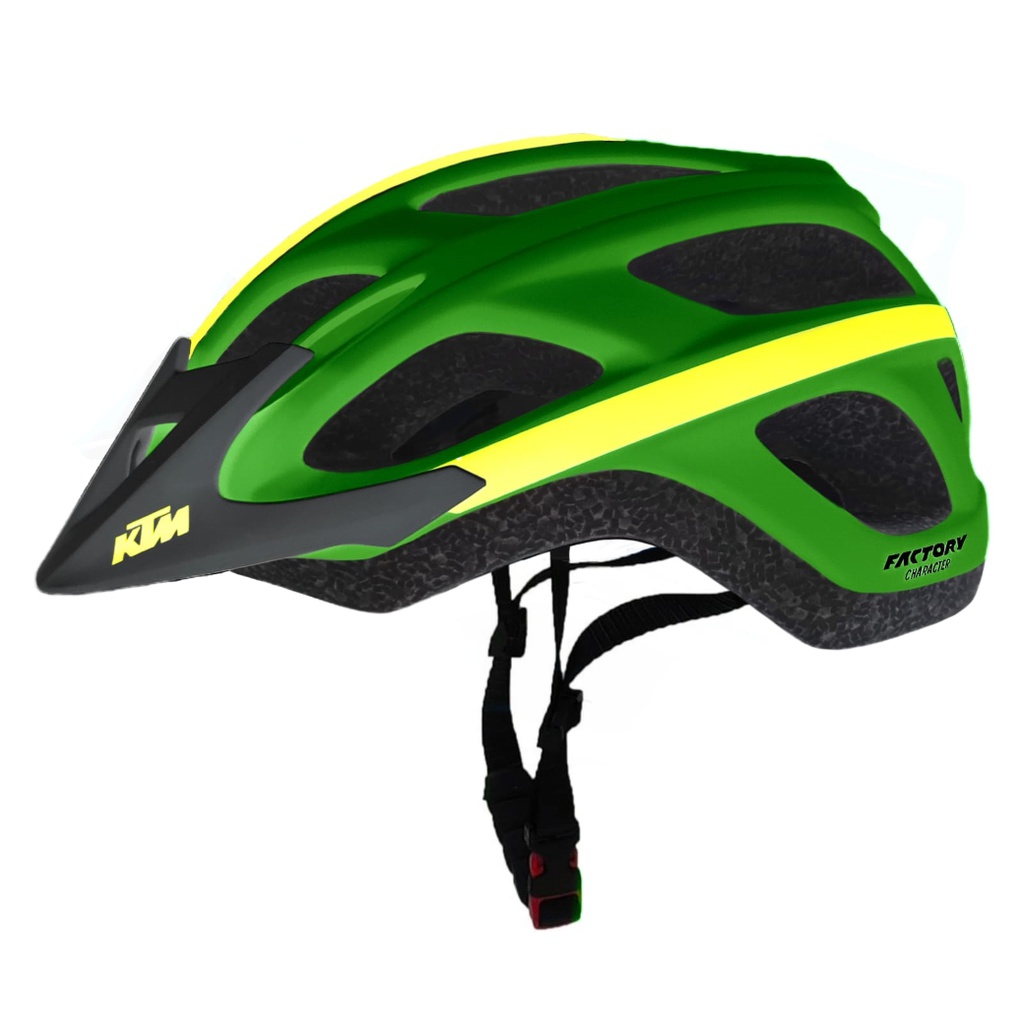 Casco Factory Character - 278Gr 54/58 cm- 18 Ventila. Verde C/ Amarillo Mate - KTM