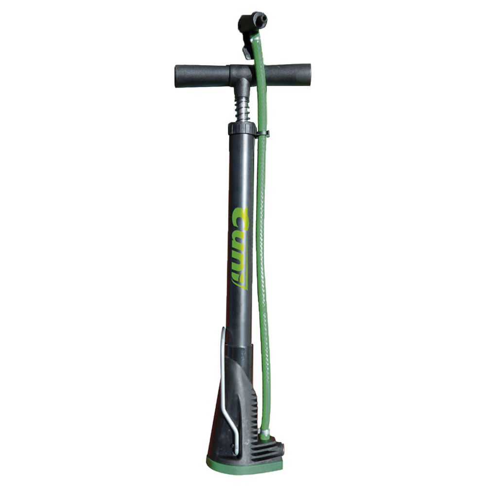 Inflador de Pie "Tifon" Valvula Presta/Schrader. Base Plegable. 145 Psi, Altura 49 cm. Presentacion en Blister - Cuni