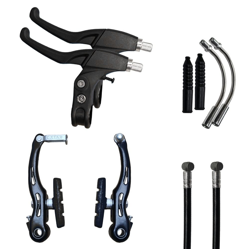 Frenos V-Brake - Set 4 Piezas C/Manijas y Cables - Plastico - Cstar