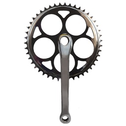 [10980] Plato y Palanca Simple 46 Dientes - 170 mm para Eje con Chaveta  - Cromado - Paso Fino