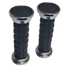 [11925] Puños Grip Tipo Chopero Goma con Aros Cromados