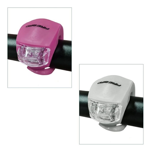 [17236BRs] Luces Delantera y  Trasera Led de Silicona- a Pila -Set Colores Rosa y Blanco